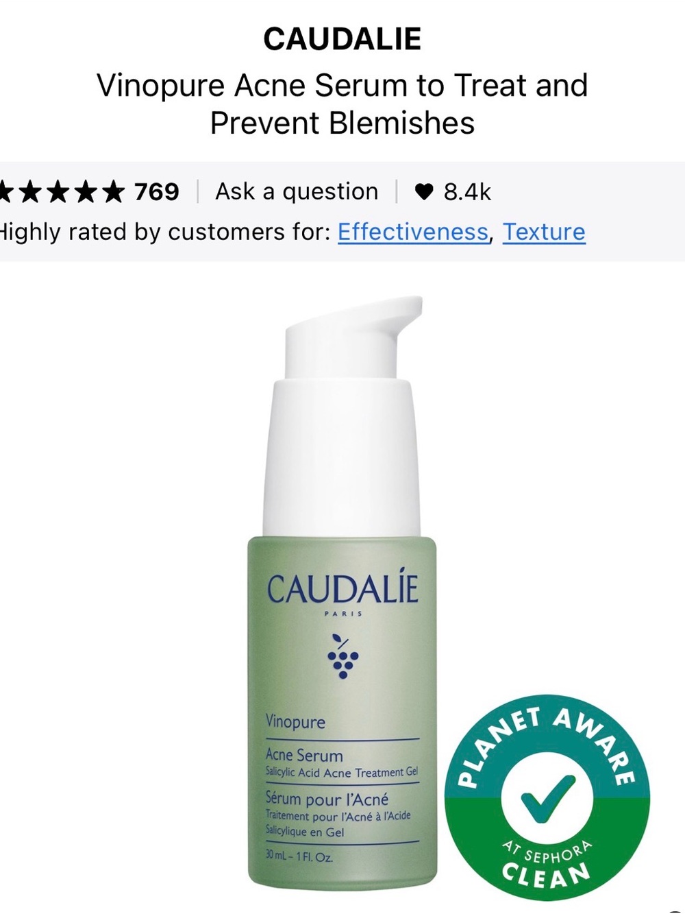 Caudalie Vinopure Acne Serum